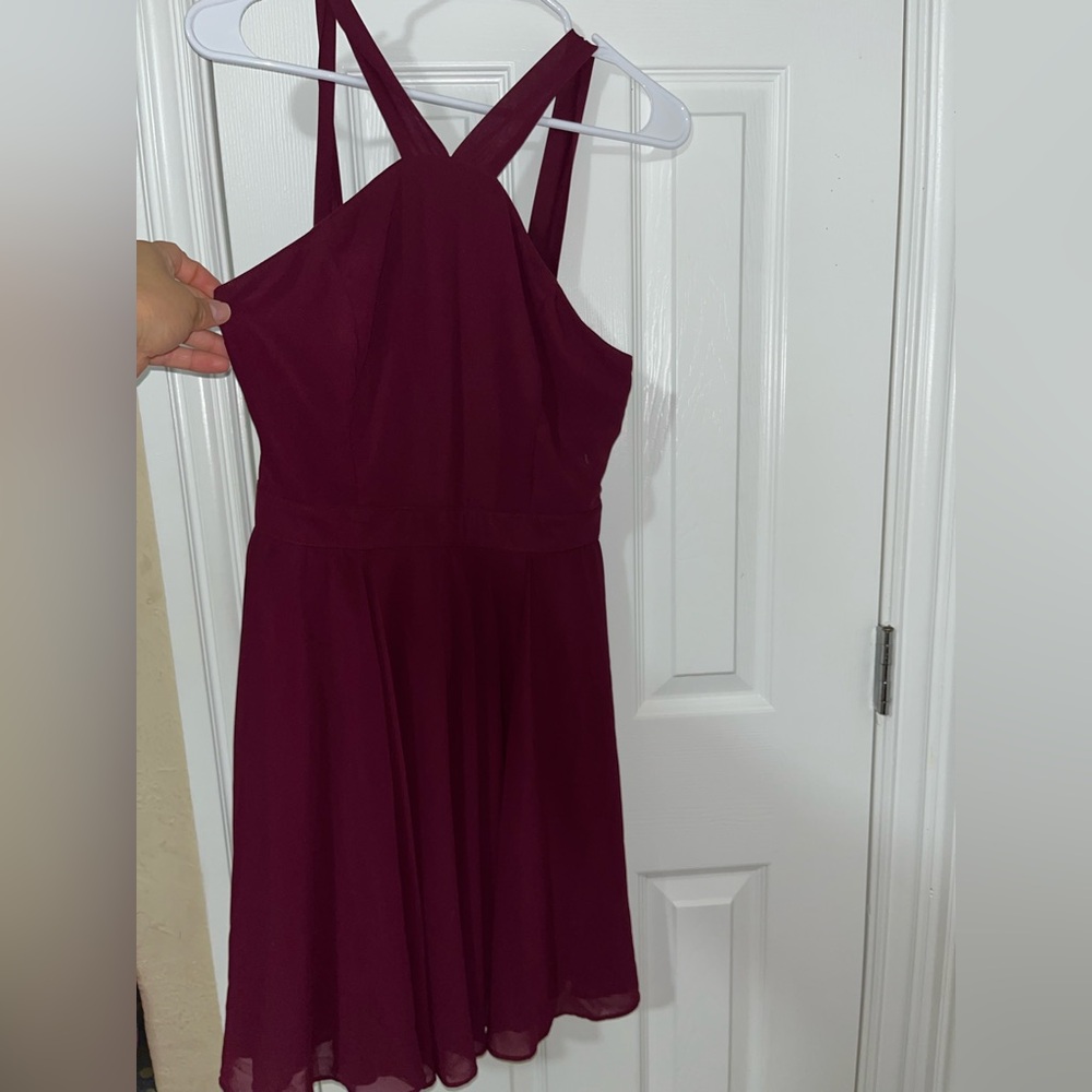 Lulu's Strapless Burgundy Dress